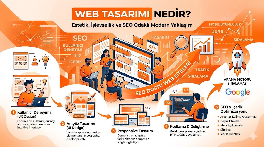 Web tasarımı nedir konulu kurumsal bilgi görseli