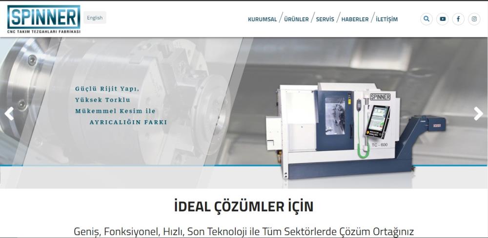 Spinner CNC Takım Tezgahları Fabrikası Web sitesi Tasarımı  için TTR Bilişim' i Tercih Etti .  