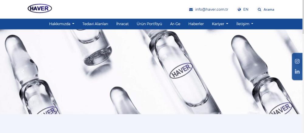 Haver Farma İlaç A.Ş Web sitesi Tasarımı  için TTR Bilişim' i Tercih Etti . 