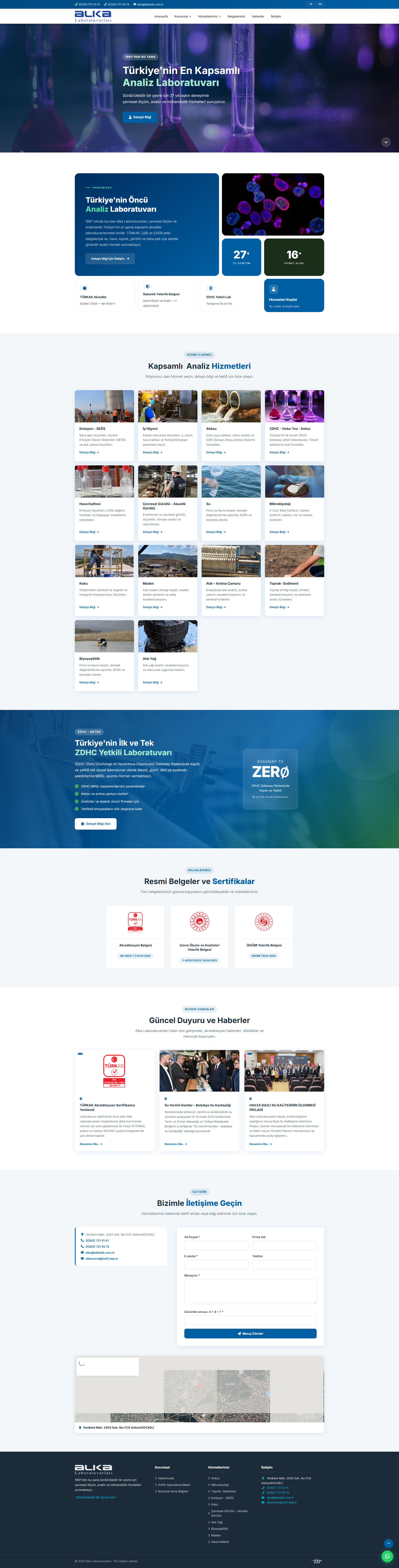 Alka Laboratuvarları web sitesi ekran görüntüsü