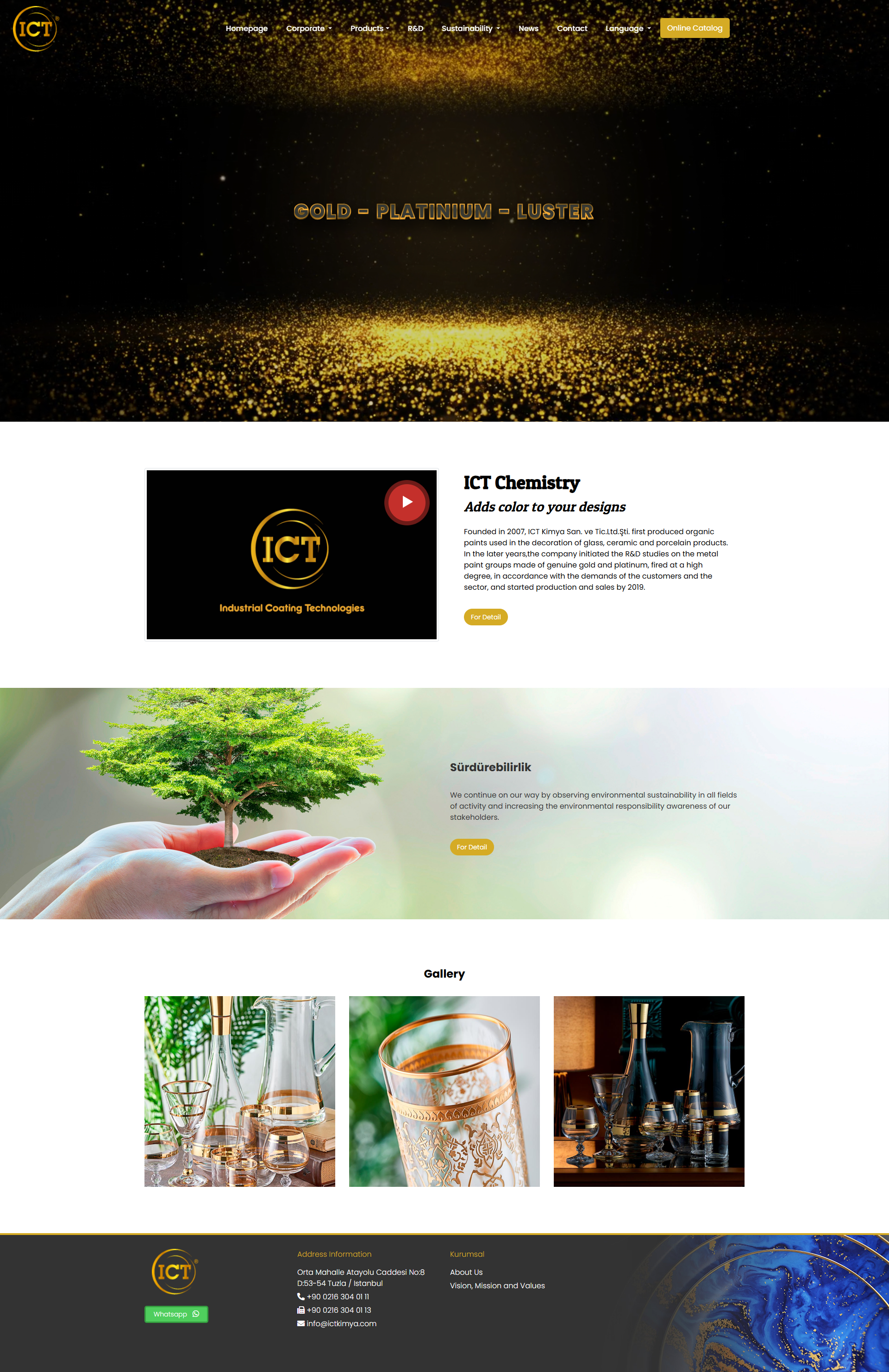 ICT Kimya web sitesi ekran görüntüsü